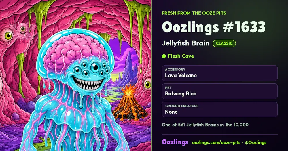 Oozlings #1633, a Classic Jellyfish Brain in Flesh Cave