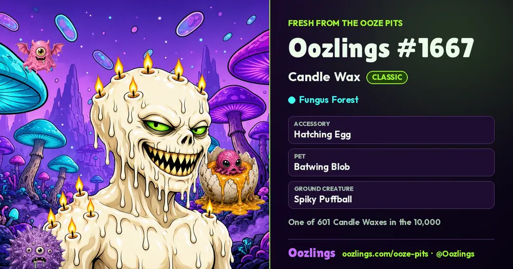 Oozlings #1667, a Classic Candle Wax in Fungus Forest