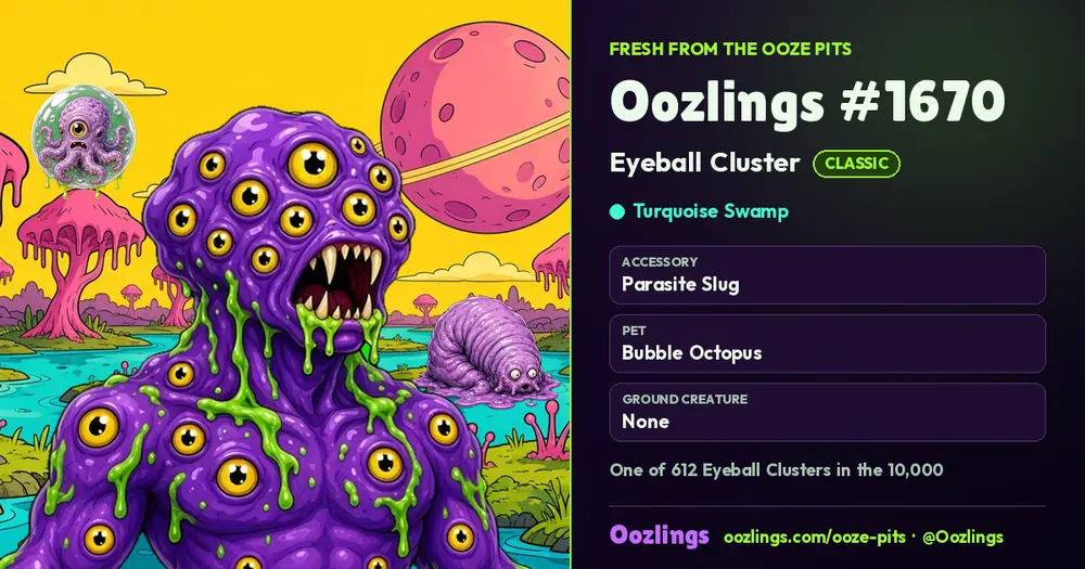 Oozlings #1670, a Classic Eyeball Cluster in Turquoise Swamp