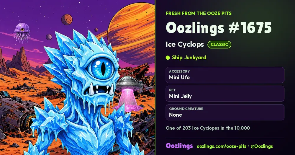 Oozlings #1675, a Classic Ice Cyclops in Ship Junkyard