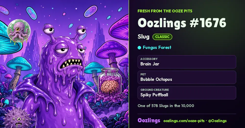 Oozlings #1676, a Classic Slug in Fungus Forest