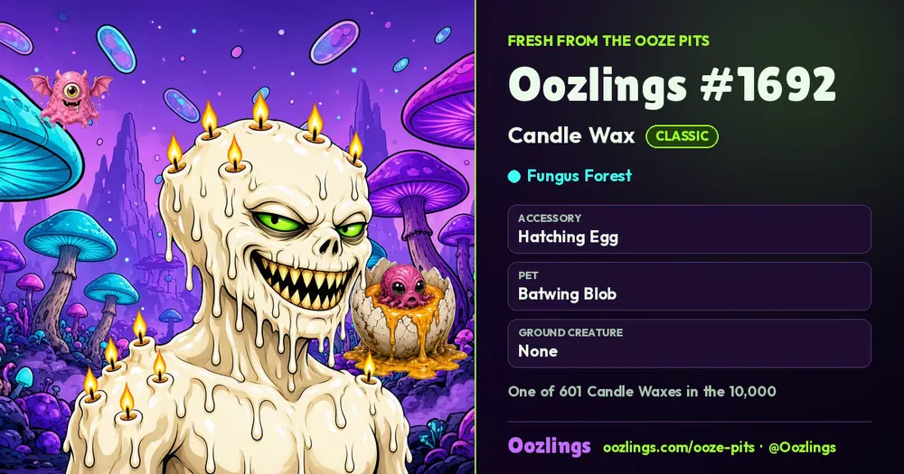 Oozlings #1692, a Classic Candle Wax in Fungus Forest