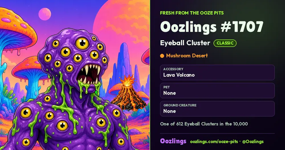 Oozlings #1707, a Classic Eyeball Cluster in Mushroom Desert