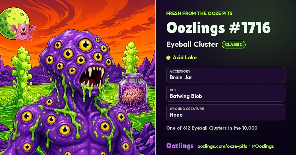 Oozlings #1716, a Classic Eyeball Cluster in Acid Lake