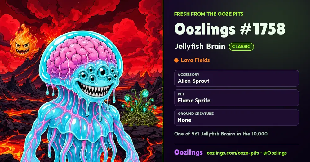 Oozlings #1758, a Classic Jellyfish Brain in Lava Fields