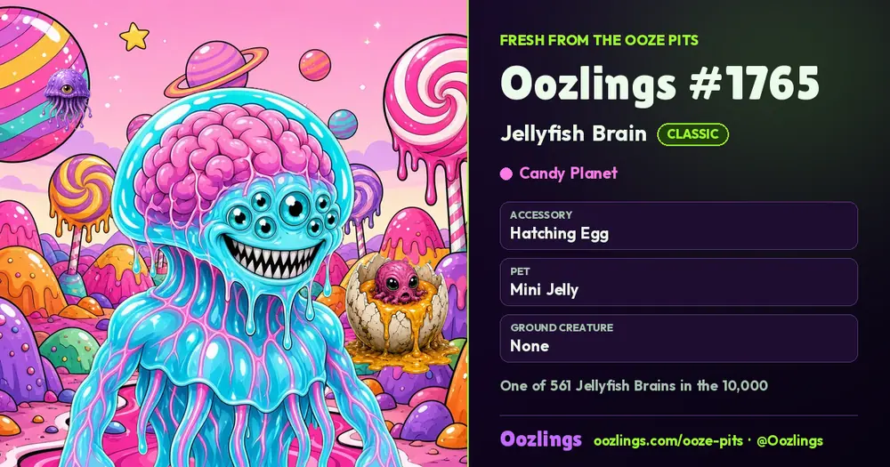Oozlings #1765, a Classic Jellyfish Brain in Candy Planet