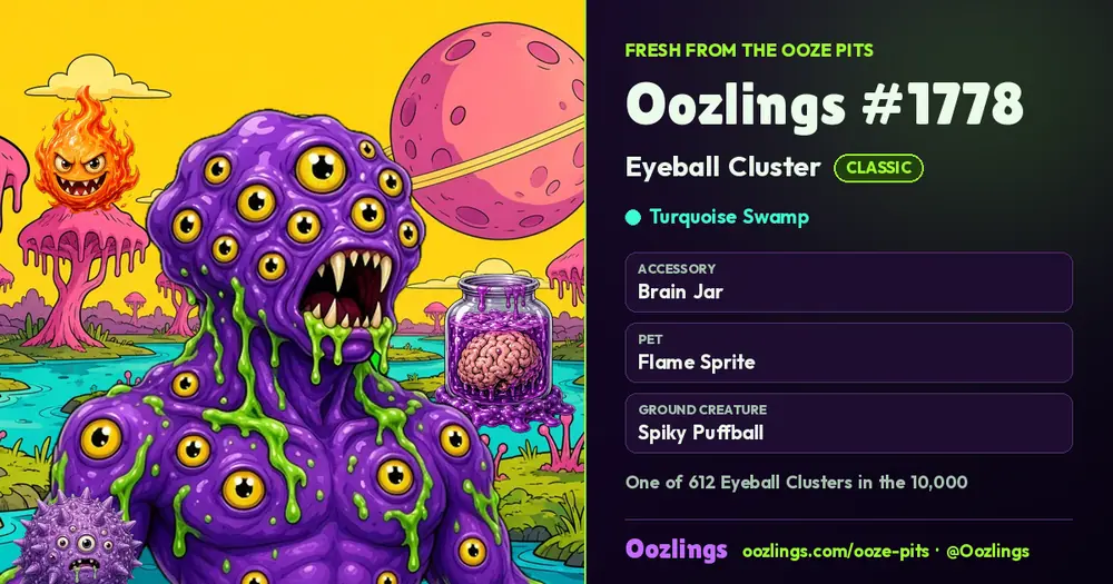 Oozlings #1778, a Classic Eyeball Cluster in Turquoise Swamp