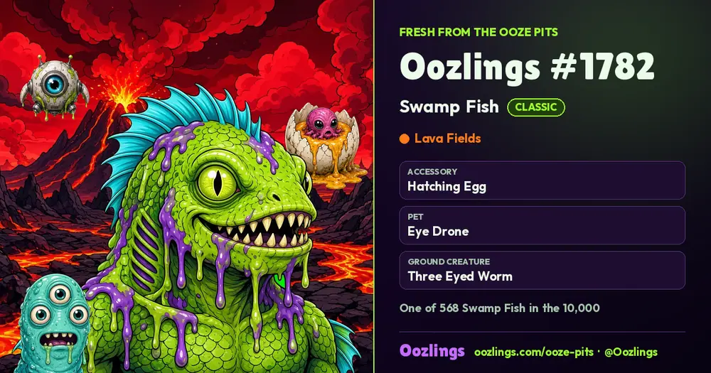 Oozlings #1782, a Classic Swamp Fish in Lava Fields