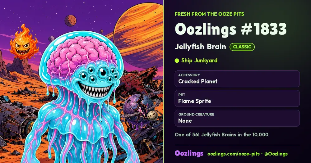 Oozlings #1833, a Classic Jellyfish Brain in Ship Junkyard