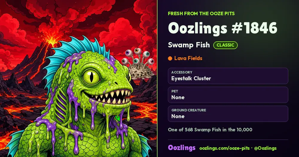 Oozlings #1846, a Classic Swamp Fish in Lava Fields