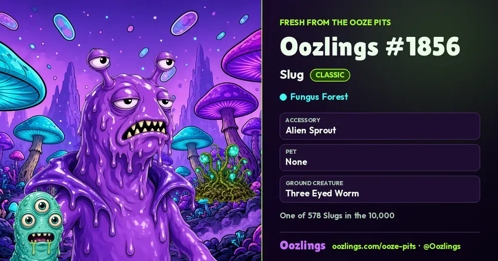 Oozlings #1856, a Classic Slug in Fungus Forest