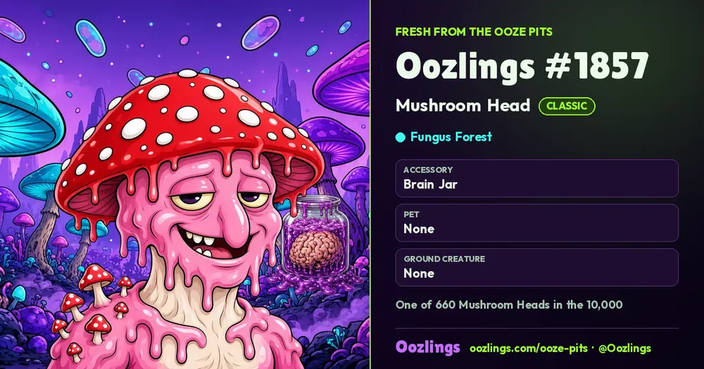 Oozlings #1857, a Classic Mushroom Head in Fungus Forest