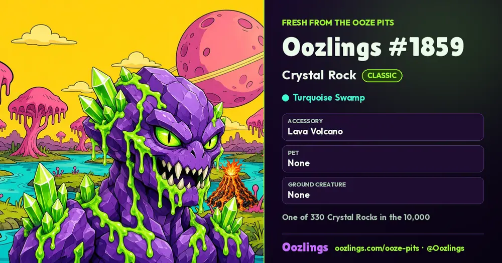 Oozlings #1859, a Classic Crystal Rock in Turquoise Swamp