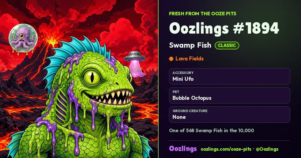 Oozlings #1894, a Classic Swamp Fish in Lava Fields
