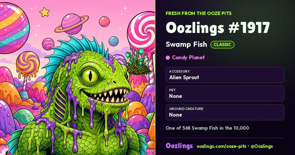 Oozlings #1917, a Classic Swamp Fish in Candy Planet