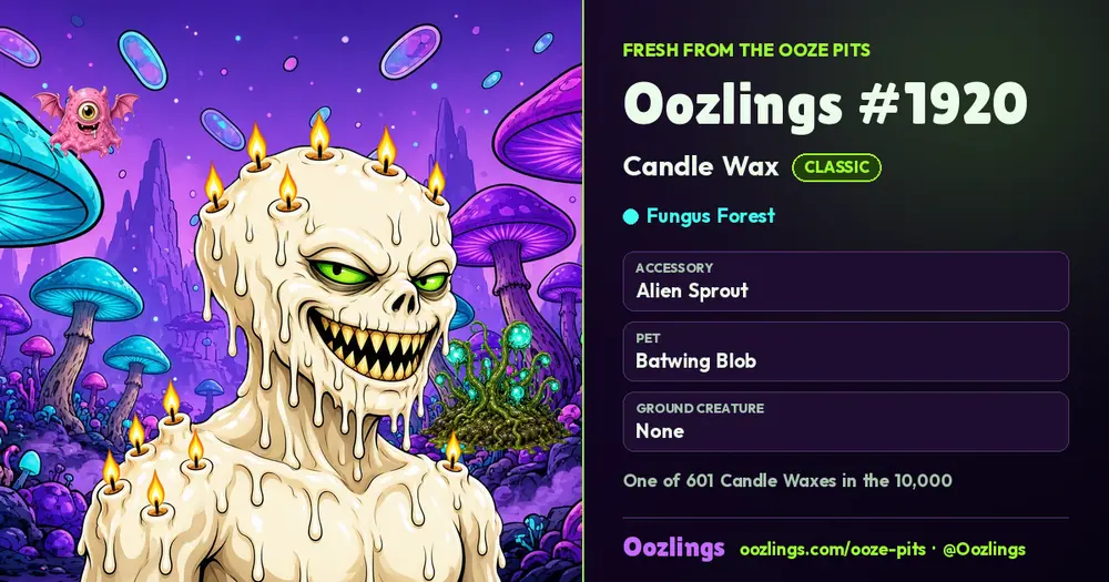 Oozlings #1920, a Classic Candle Wax in Fungus Forest
