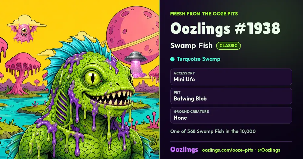 Oozlings #1938, a Classic Swamp Fish in Turquoise Swamp