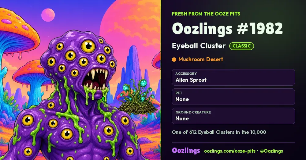 Oozlings #1982, a Classic Eyeball Cluster in Mushroom Desert