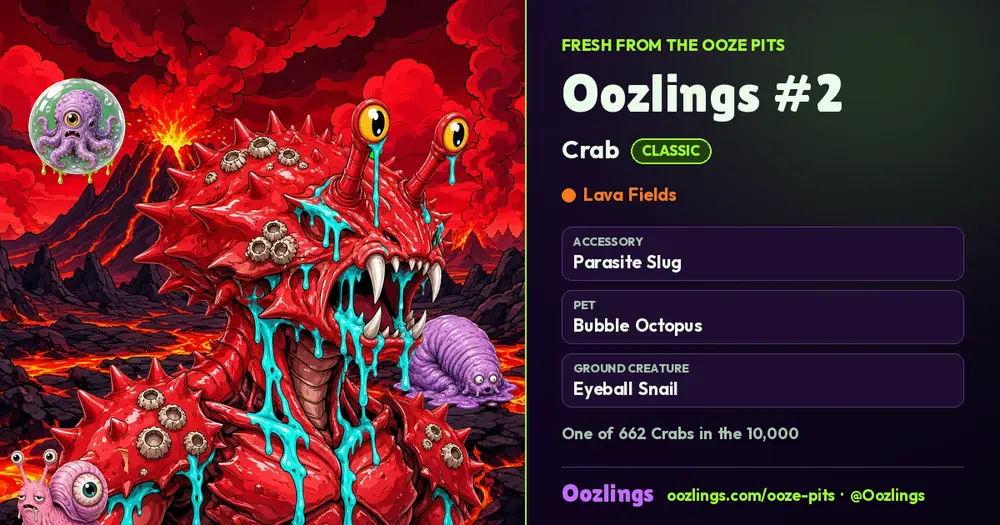 Oozlings #2, a Classic Crab in Lava Fields