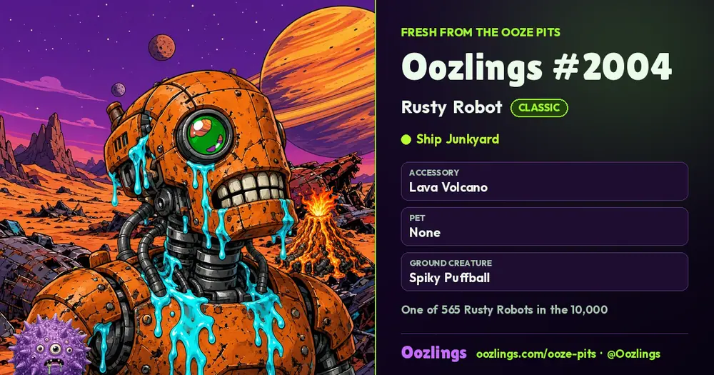 Oozlings #2004, a Classic Rusty Robot in Ship Junkyard