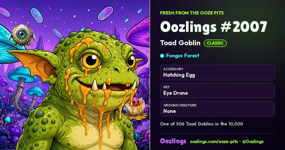 Oozlings #2007, a Classic Toad Goblin in Fungus Forest