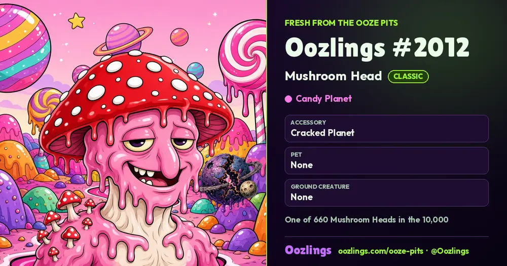 Oozlings #2012, a Classic Mushroom Head in Candy Planet