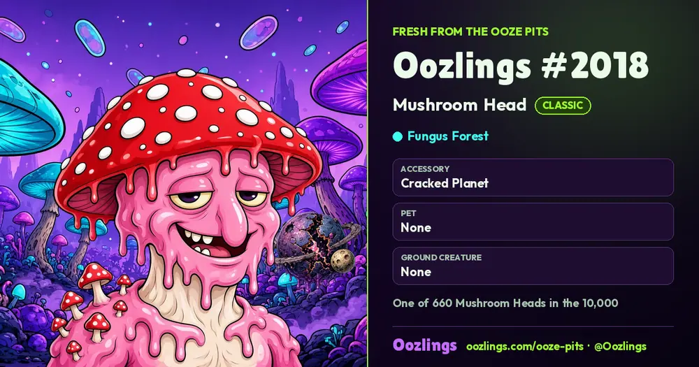 Oozlings #2018, a Classic Mushroom Head in Fungus Forest