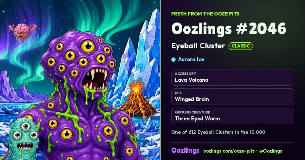 Oozlings #2046, a Classic Eyeball Cluster in Aurora Ice