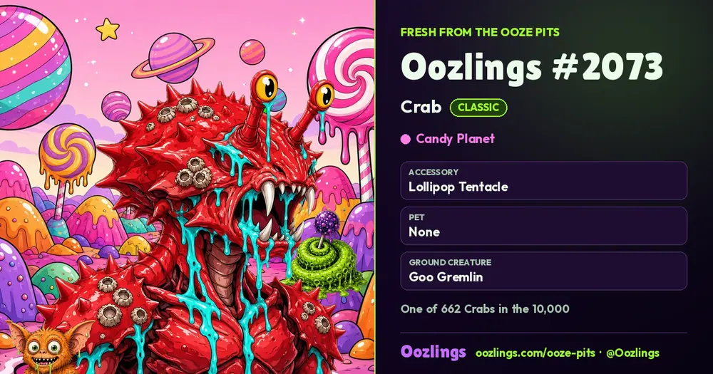 Oozlings #2073, a Classic Crab in Candy Planet