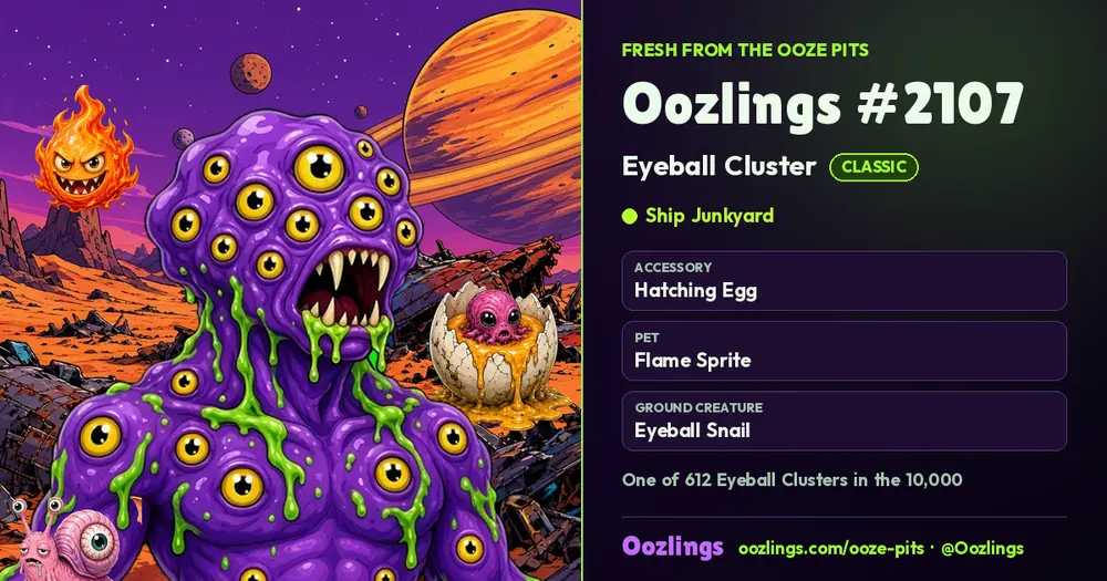 Oozlings #2107, a Classic Eyeball Cluster in Ship Junkyard