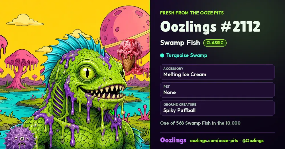 Oozlings #2112, a Classic Swamp Fish in Turquoise Swamp