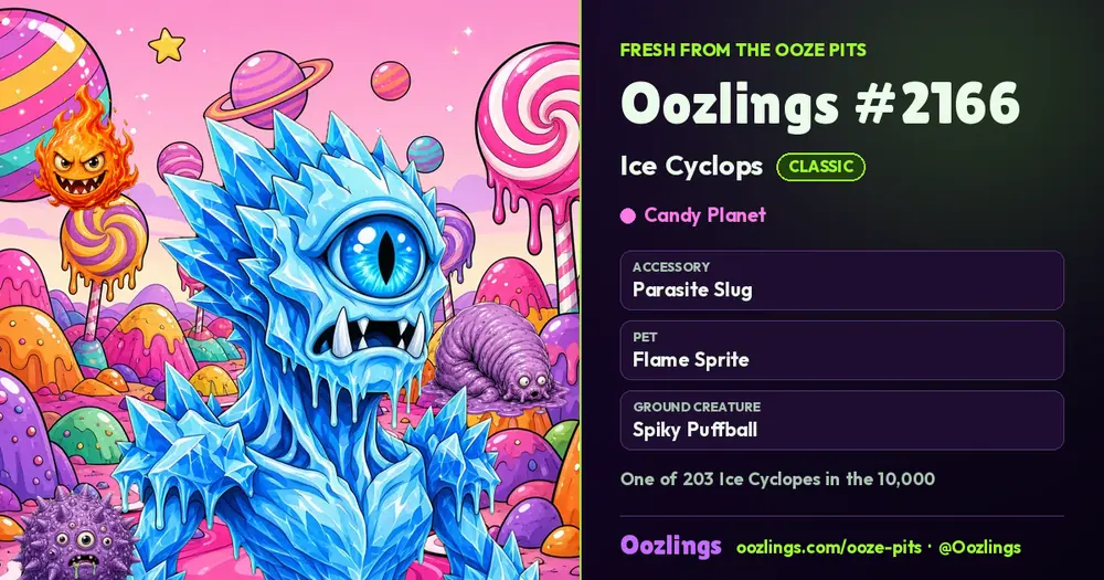Oozlings #2166, a Classic Ice Cyclops in Candy Planet