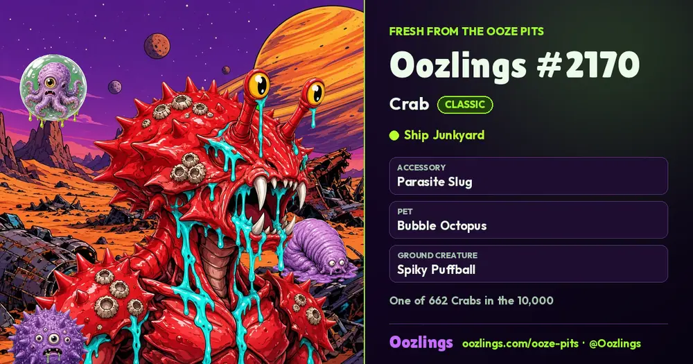 Oozlings #2170, a Classic Crab in Ship Junkyard