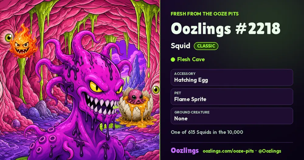 Oozlings #2218, a Classic Squid in Flesh Cave