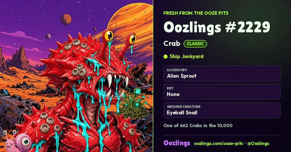 Oozlings #2229, a Classic Crab in Ship Junkyard