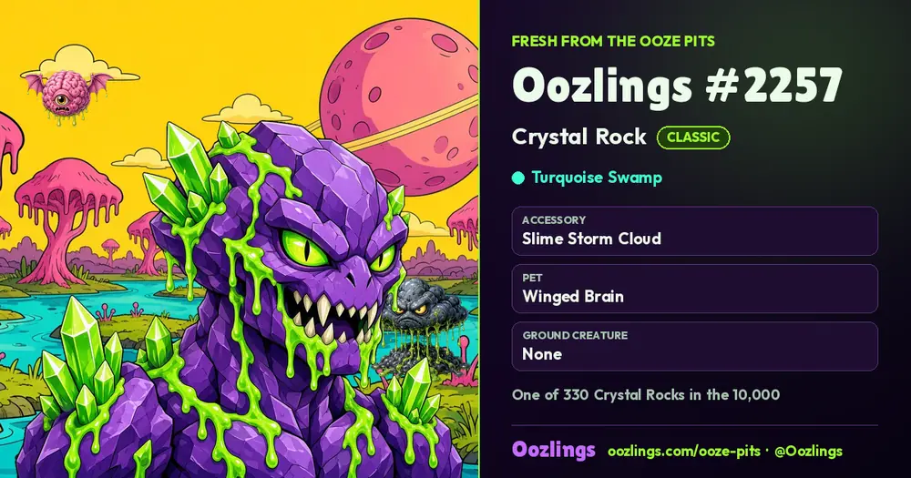 Oozlings #2257, a Classic Crystal Rock in Turquoise Swamp