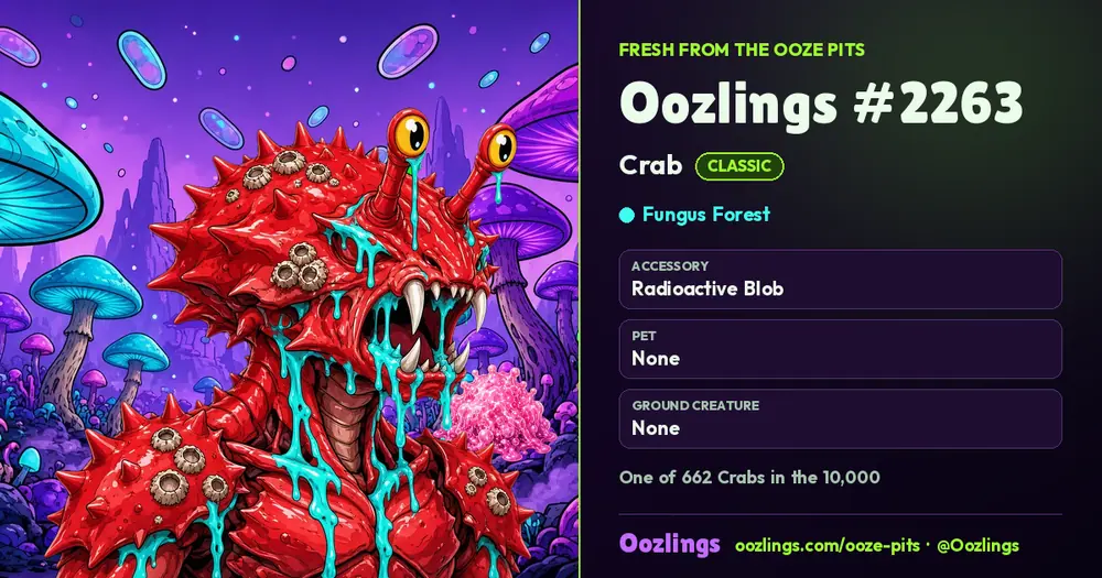Oozlings #2263, a Classic Crab in Fungus Forest