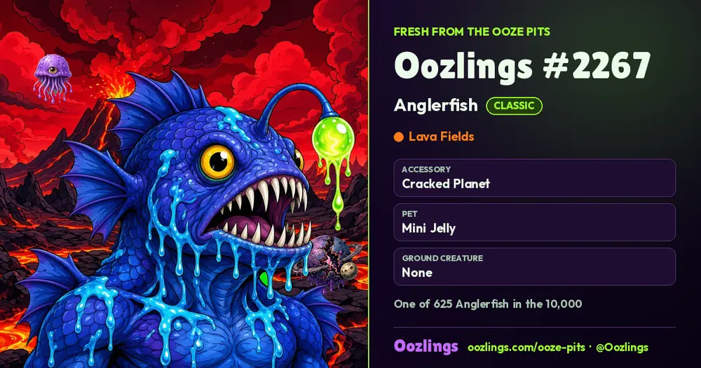 Oozlings #2267, a Classic Anglerfish in Lava Fields