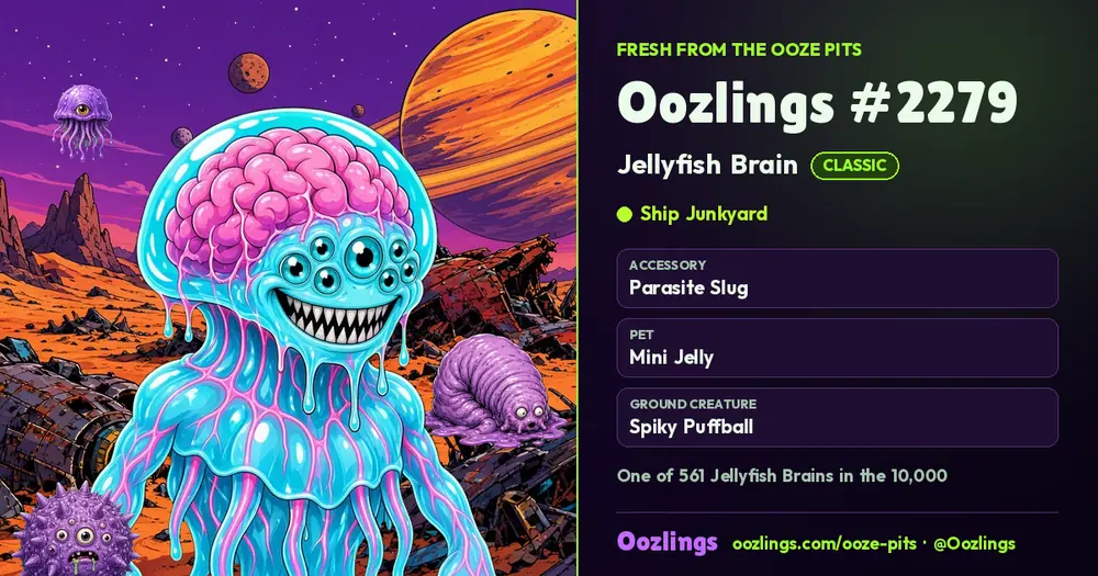 Oozlings #2279, a Classic Jellyfish Brain in Ship Junkyard