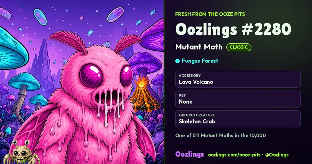 Oozlings #2280, a Classic Mutant Moth in Fungus Forest
