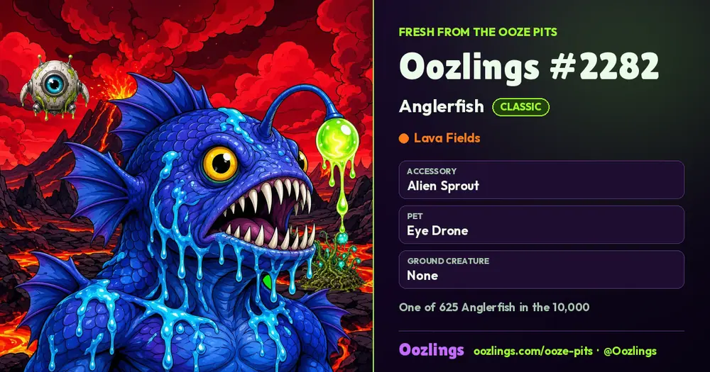 Oozlings #2282, a Classic Anglerfish in Lava Fields
