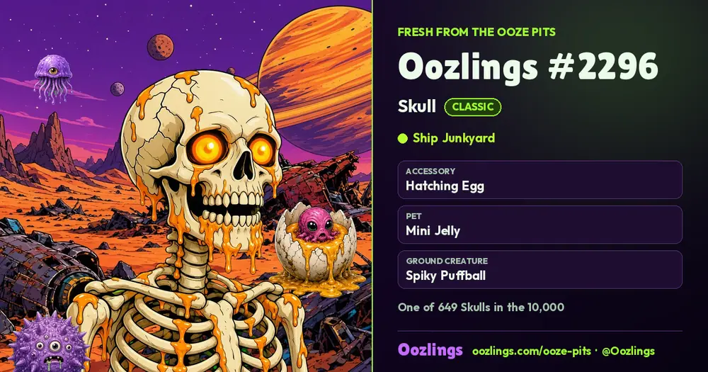 Oozlings #2296, a Classic Skull in Ship Junkyard