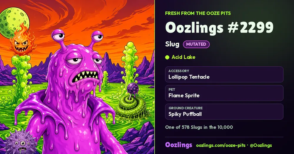 Oozlings #2299, a Mutated Slug in Acid Lake
