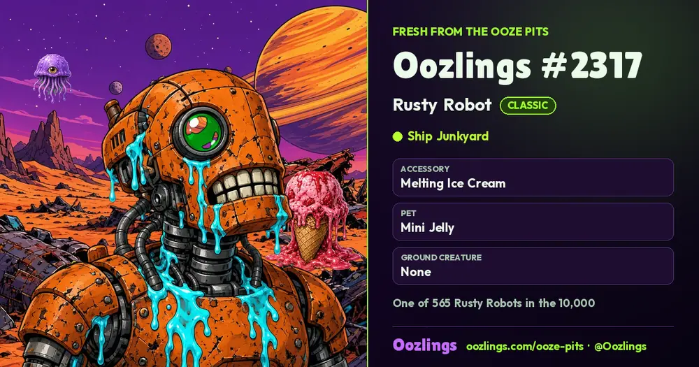 Oozlings #2317, a Classic Rusty Robot in Ship Junkyard
