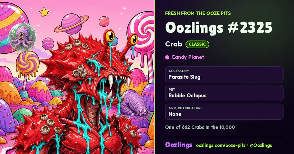 Oozlings #2325, a Classic Crab in Candy Planet
