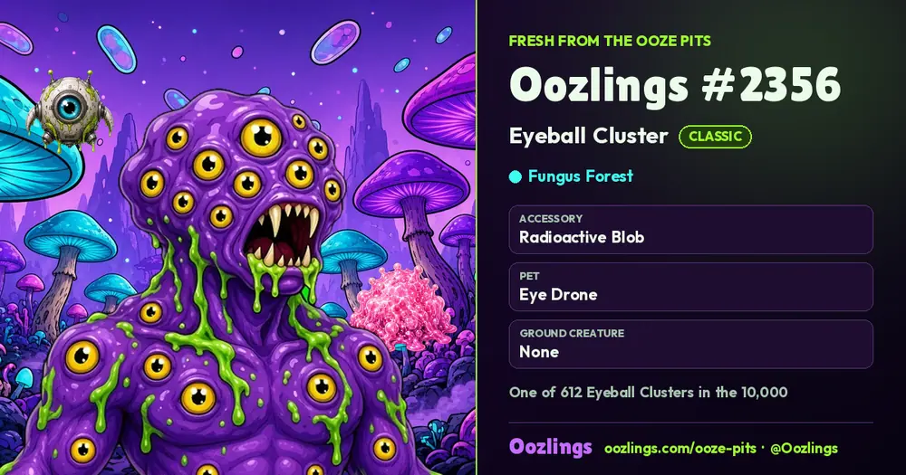 Oozlings #2356, a Classic Eyeball Cluster in Fungus Forest