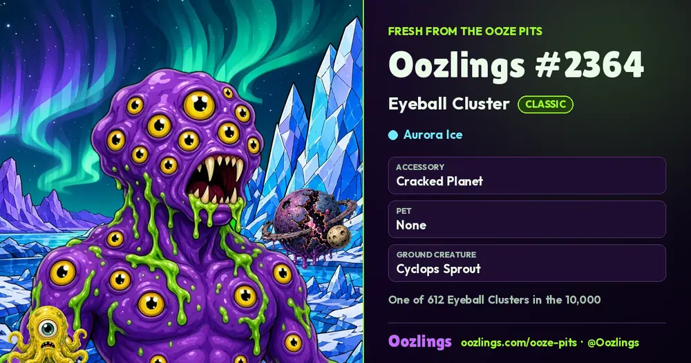 Oozlings #2364, a Classic Eyeball Cluster in Aurora Ice