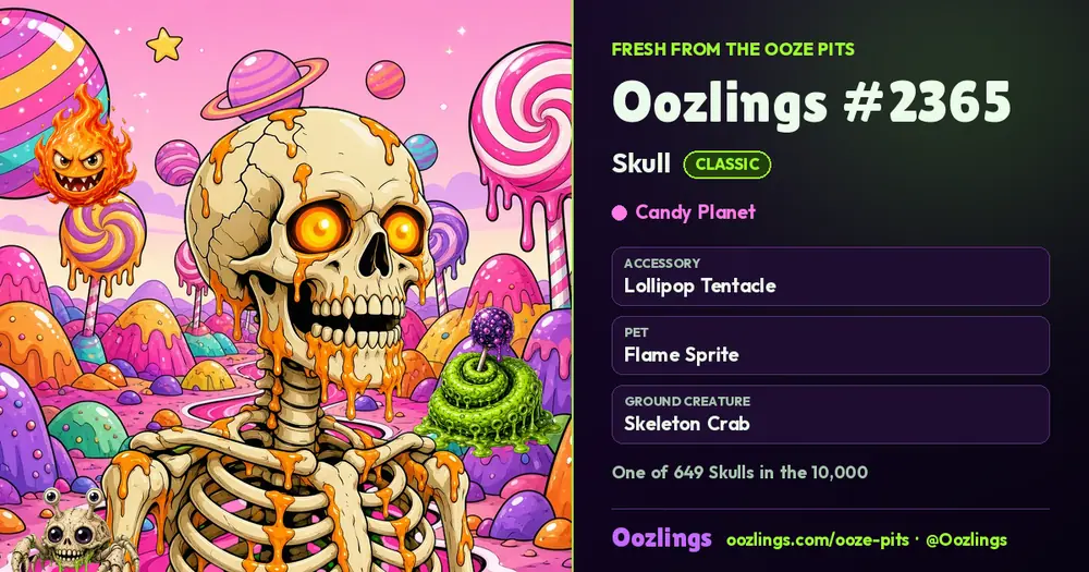 Oozlings #2365, a Classic Skull in Candy Planet