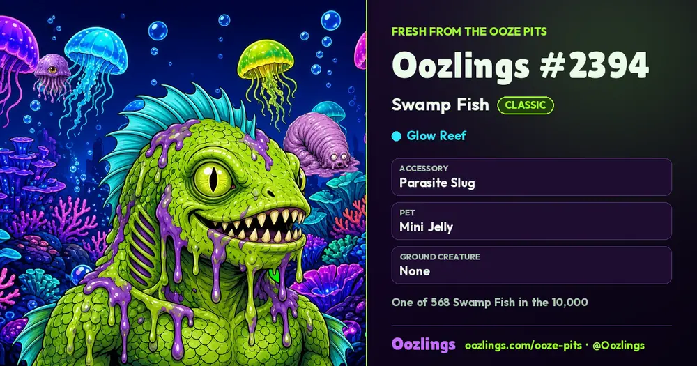 Oozlings #2394, a Classic Swamp Fish in Glow Reef