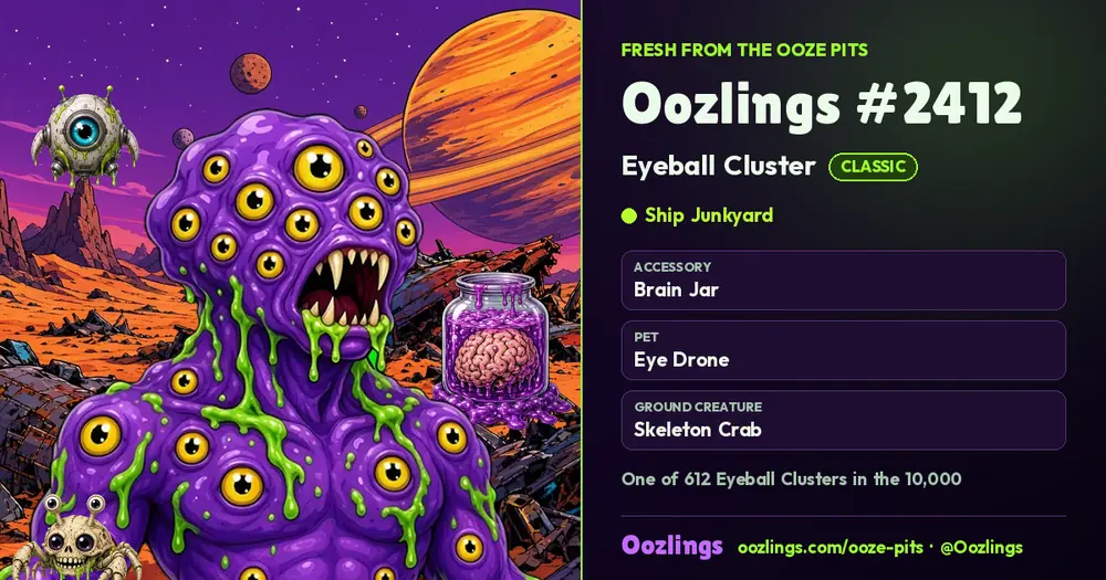 Oozlings #2412, a Classic Eyeball Cluster in Ship Junkyard